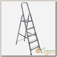 Стремянка 1 секция, 5 ступеней, алюминий, 1.03 м, 150 кг, рифленые ступени, Alumet, AM705