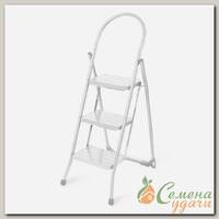 Стремянка 1 секция, 3 ступени, сталь, 120 кг, с широкой ступенью, белая, Nika, СМШ3/Б