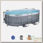 Бассейн каркасный Bestway, 305х200х84 см, Power Steel Oval Pool, 5614A, фильтр-насос, 3668 л, поплавок-дозатор