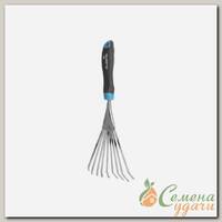 Грабли веерные, 9 зуб, нержавеющая сталь, 13.5 см, Plantic, Light Optimum, черенок пластиковый, 26263-01