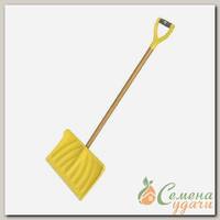 Лопата для снега пластик, с оцинкованной планкой, 450х330 мм, 1330, черенок деревянный, тулейка 32 мм, Цикл, Норд Expert, 8112-00