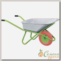 Тачка садово-строительная одноколесная, сталь, 180 кг, 90 л, 0.7 мм, втулка D16 мм, с PU колесом, Сибртех, 68968
