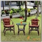 Мебель садовая Terrace Set, коричневая, стол, 52х52х54 см, 2 кресла, подушка коричневая, 85 кг, 11/05 Б