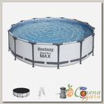 Бассейн каркасный Bestway, 427х107 см, Steel Pro Max, 56950BW, фильтр-насос, лестница, тент, 13030 л