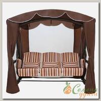 Качели садовые 3-местные, 232х130х195 см, 350 кг, Arno, Элит Люкс, раскладываются в кровать, с москитной сеткой, шоколадные, 2016-КД-41/Л, металл
