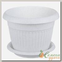 Горшок для цветов пластик, 1.4 л, 16х12.5 см, мрамор, Idea, Ливия, М 3010