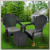 Мебель садовая Green Days, черная, стол, 39х39х42 см, 2 кресла, подушка, 150 кг, 247+220-black