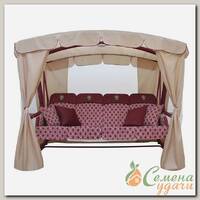Качели садовые 4-местные, 265х143х195 см, 380 кг, Arno, Монарх, раскладываются в кровать, с москитной сеткой, бордовые, соты, 2017-КД-51, металл