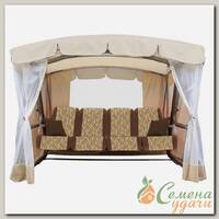 Качели садовые 4-местные, 247х140х170 см, 500 кг, Arno, Эдем Премиум, раскладываются в кровать, с москитной сеткой, шоколадные, 2017-КД-59/П, металл