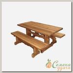 Мебель садовая деревянная БАН-01P, стол 160х70 см + скамья, 2 шт, 160х31.5 см