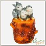 Фигурка садовая Пенек с зайчатами, 30 см, гипс