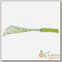 Грабли веерные 9-зубые, 75х385 мм, стальные, пластиковая рукоятка, FLOWER GREEN, Palisad, 62042