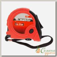 Рулетка Rubber, 5 м х 19 мм, обрезиненный корпус, Matrix, 31002
