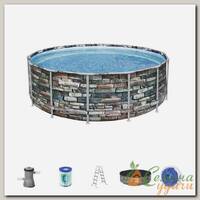 Бассейн каркасный Bestway, 427х122 см, Power Steel, 56993BW, фильтр-насос, лестница, тент, 15232 л, поплавок-дозатор