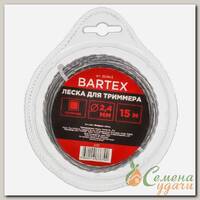 Леска для триммера 2.4 мм, 15 м, квадрат, Bartex, скрученная, двухцветная