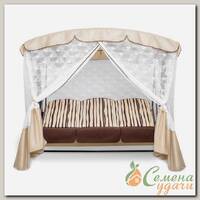 Качели садовые 3-местные, 231.7х125х195 см, 300 кг, Arno, Оазис Премиум, раскладываются в кровать, с москитной сеткой, шоколад, полосы, 2016-КД- 40/П, металл