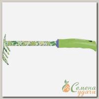 Грабли прямые, 5 зуб, сталь, Palisad, Flower green, 85х310 мм, черенок пластиковый, 62039