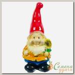 Фигурка садовая Гном с подсолнухом, 40 см, гипс, Л16