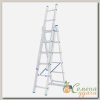 Лестница 3 секции, 6 ступеней, алюминий, 2.48 м, 150 кг, Сибртех, 97816