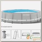 Бассейн каркасный Intex, 427х107 см, Prism Frame, 26720GN, лестница, подстилка, тент, 12706 л