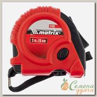 Рулетка Rubber, 3 м х 16 мм, обрезиненный корпус, Matrix, 31003