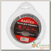 Леска для триммера 2 мм, 15 м, квадрат, Bartex, скрученная, двухцветная