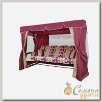 Качели садовые 4-местные, 247х140х170 см, 500 кг, Arno, Эдем Премиум, раскладываются в кровать, с москитной сеткой, бордовые, 2017-КД-59/П, металл
