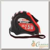 Рулетка Status autostop magnet+, 7,5 м х 25 мм, обрезиненная, нейлоновое покрытие, Matrix, 31009
