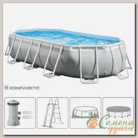 Бассейн каркасный Intex, 503х274х122 см, Prism Frame, 26796NP, фильтр-насос, лестница, подстилка, тент, 13365 л, ремкомплект