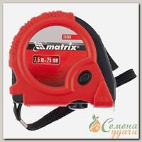 Рулетка Rubber, 7,5 м х 25 мм, обрезиненный корпус, Matrix, 31001