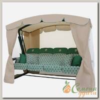 Качели садовые 4-местные, 265х143х195 см, 380 кг, Arno, Монарх, раскладываются в кровать, с москитной сеткой, зеленые, соты, 2017-КД-51, металл