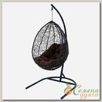 Качели садовые Кокон, 1-мест, 95х100х200 см, 100 кг, Сфера Лайт, черные, ротанг, подушка коричневая, 4166