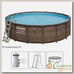 Бассейн каркасный Bestway, 427х107 см, Power Steel Deluxe, 56664BW, фильтр-насос, лестница, тент, 13030 л